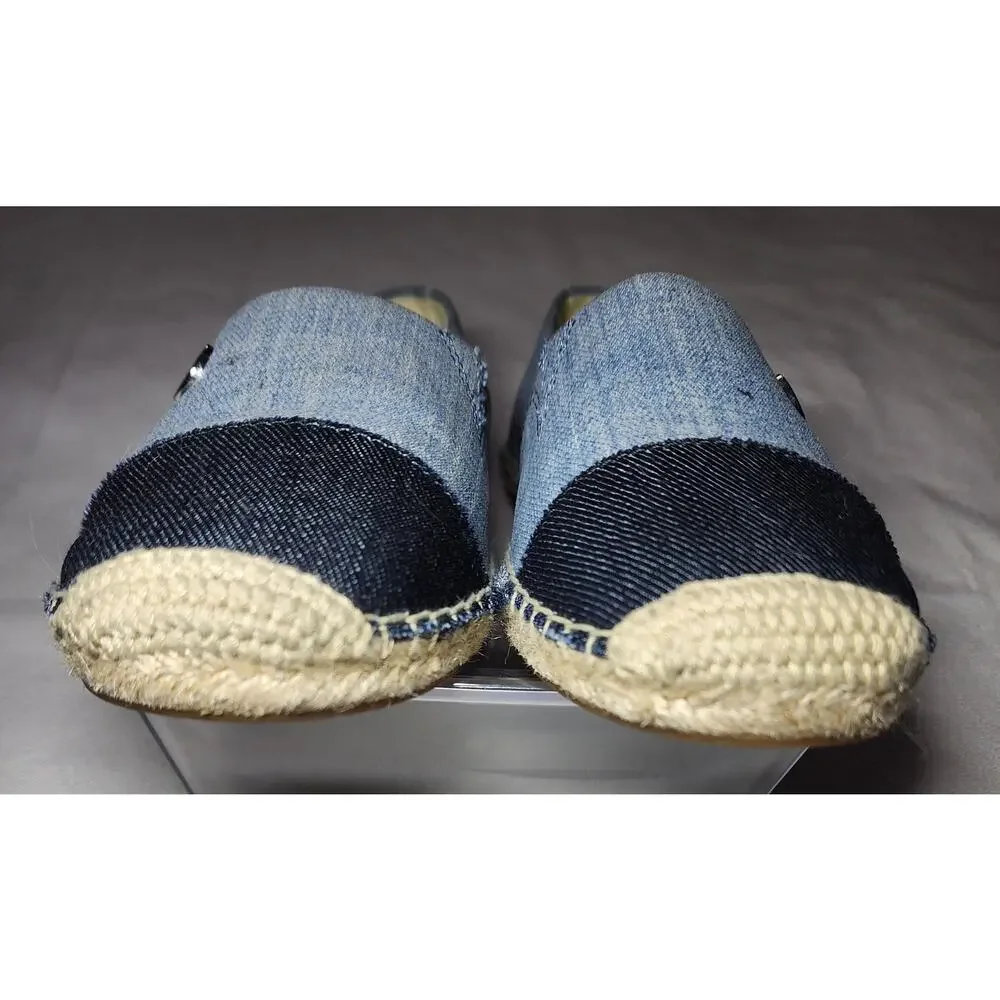 MICHAEL Michael Kors Blue Hastings Denim Espadrilles Slip On Size 6